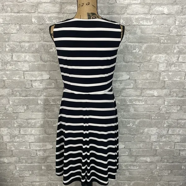 Dressbarn Striped Draped Dress - Image 3