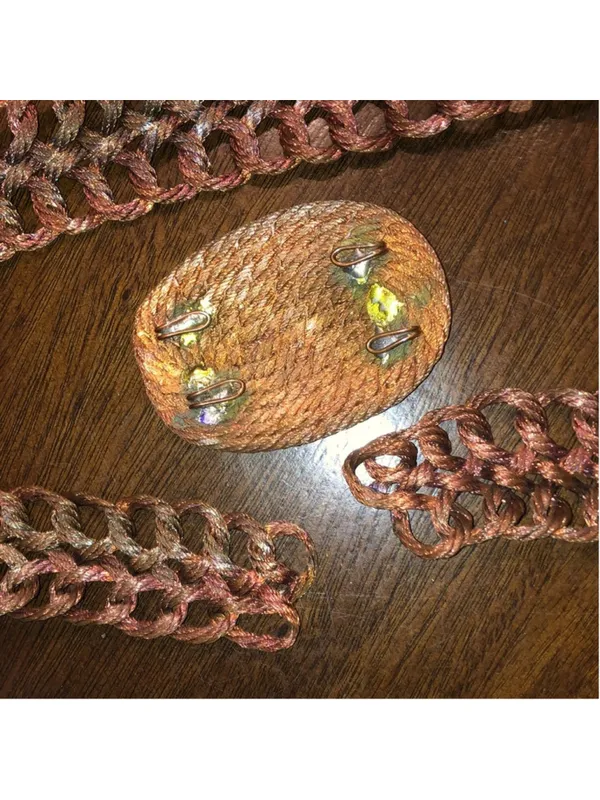 Copper Metal Vintage Brutalist Chunky Retro Braided Belt With Removable Buckle - Image 6