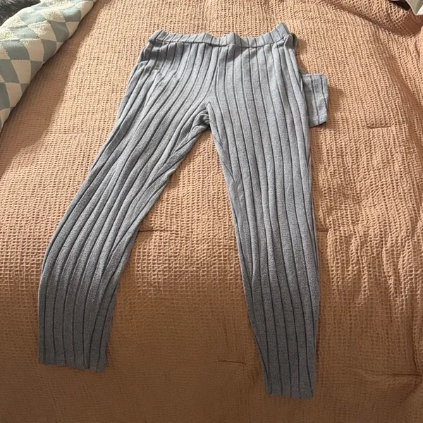 SheIn Gray Ribbed Crop Top,Pants & Duster Set - Image 8