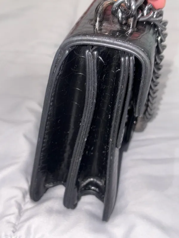 Crocodile Style Crossbody Black Bag - Image 8