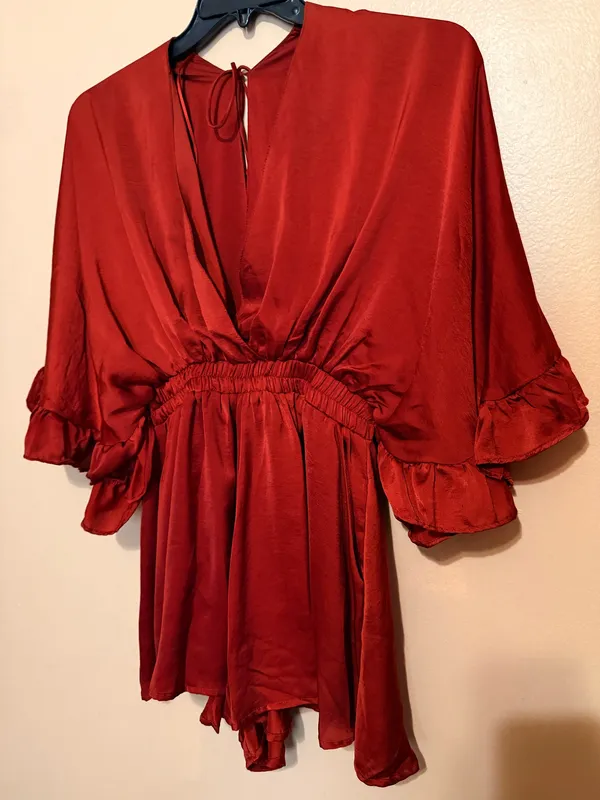 Glam Flowy Burnt Orange Romper  - Image 2