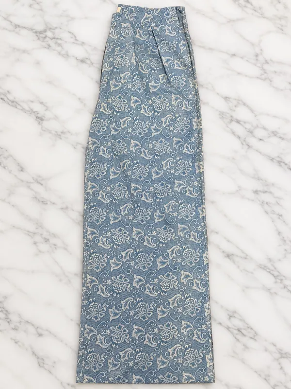 Umgee High Waisted Wide Leg Blue & White Paisley pants - Image 3