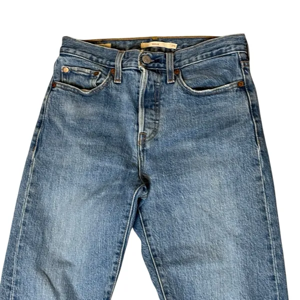 Levi's Premium Wedgie Straight Leg Jeans Womens Blue Denim‎ 25x27.5 Button Fly - Image 2
