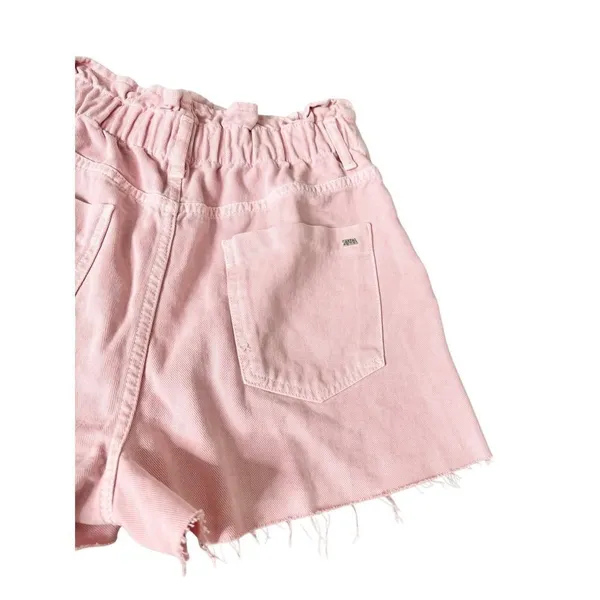 Zara Denim Shorts‎ Size 6US Pink Cutoff Elastic Waistline High Waist - Image 3
