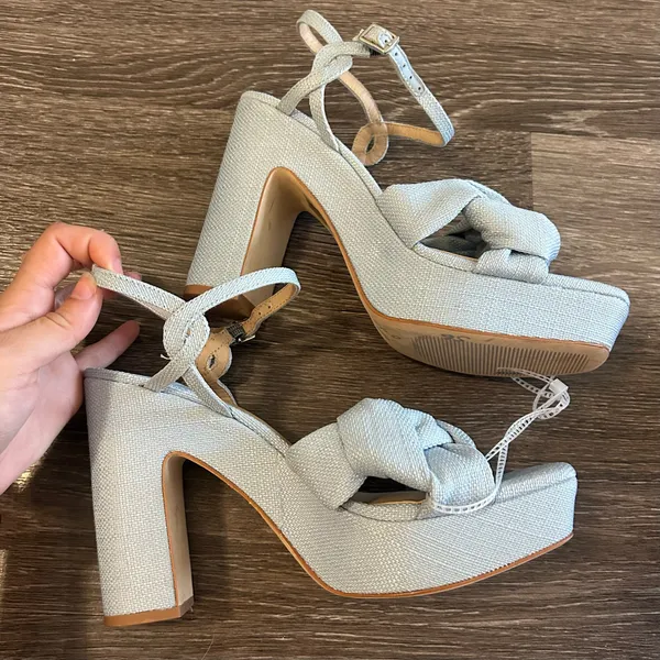Antonio Melani Mya Linen Braided Platform Sandals in Light Blue - Image 4