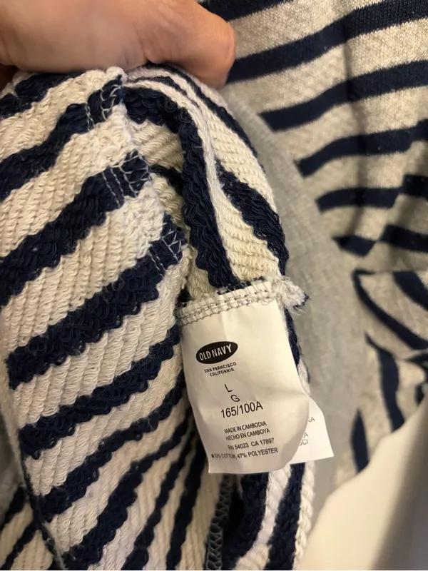 Old Navy Navy and Grey Striped Cowl Neck Sweater - Image 3
