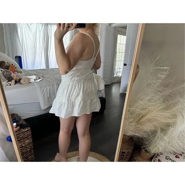 Abercrombie & Fitch Women’s Small White Ruffle Y2K 2000s Mini Dress - Image 4