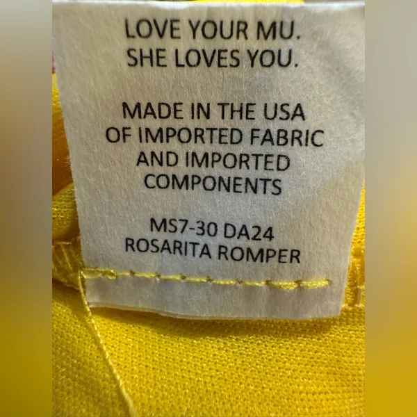 Show Me Your MuMu Sunny Yellow‎ Romper Size Small - Image 8