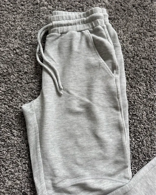ALO Yoga Light Gray Waffle Knit Joggers - Image 3