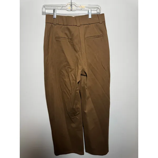 OGL Women M High Waisted Pleated Trousers Brown Wide Leg Dress Pants NEW - Image 3