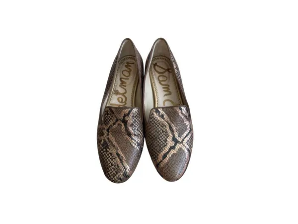 SAM EDELMAN Snake Print Leather Tan Loafers Flats Size 8 - Image 8