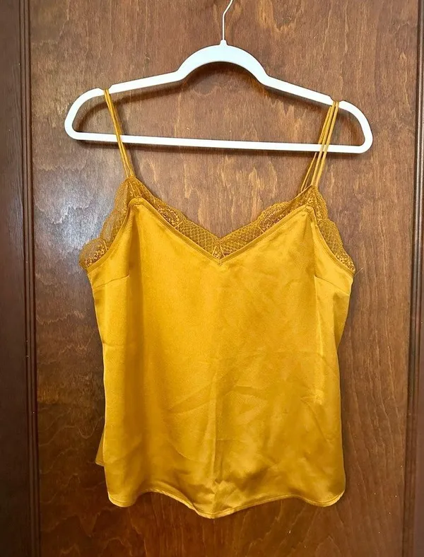 Abercrombie & Fitch Mustard Yellow Lace Cami Top Size M - Image 2