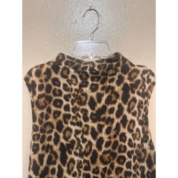 Leopard Print Sleeveless Mock Neck Top Animal Print Tank Blouse Size Medium‎ - Image 8