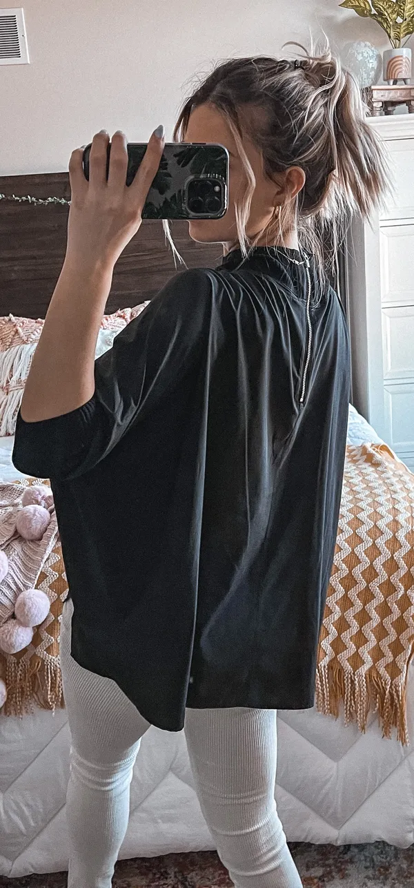 Athleta Black Mock Neck Flowy Top - Image 4
