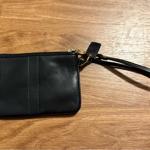 Coach Black Wristlet with Embossed Design - Image 2