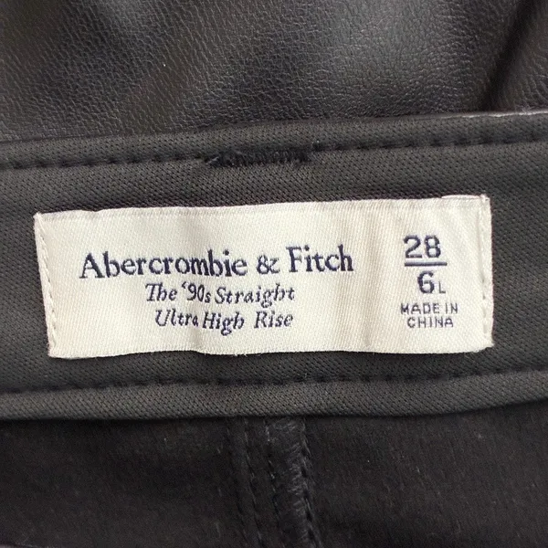 Abercrombie & Fitch 90s Straight Ultra High Rise Faux Leather Pants Black Size 6 - Image 6