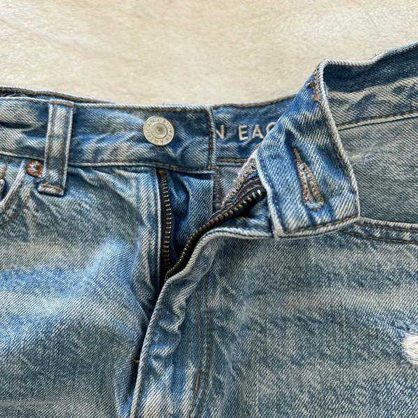 American Eagle Outfitters Light Blue Distressed Denim Shorts - Image 7