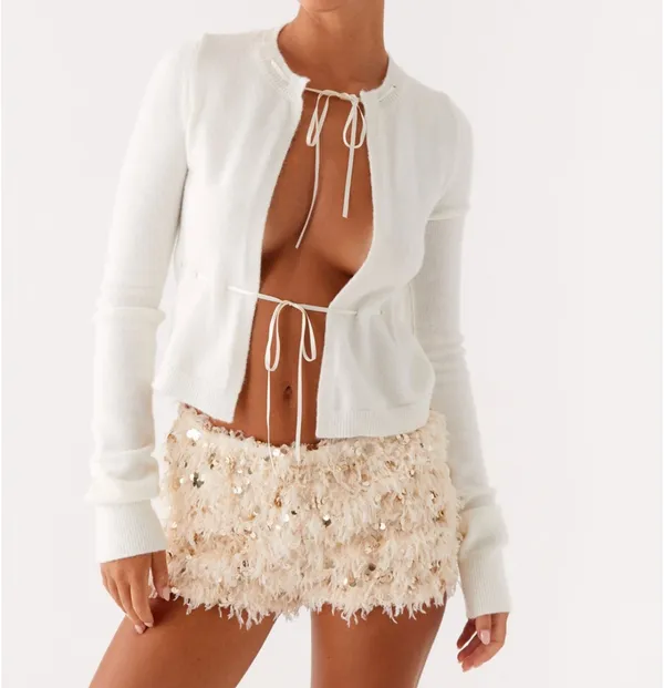 Peppermayo Fluffy Sequin Low Rise Mini Hot Shorts - Image 2
