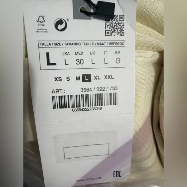 ZARA Cream Pull-On Pants Elastic Waist Women’s Size L New With Tags(A249)&✨ - Image 11