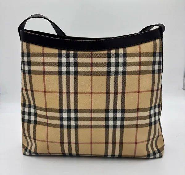 BURBERRY LONDON Nova Check Shoulder Bag PVC Leather Beige - Image 2