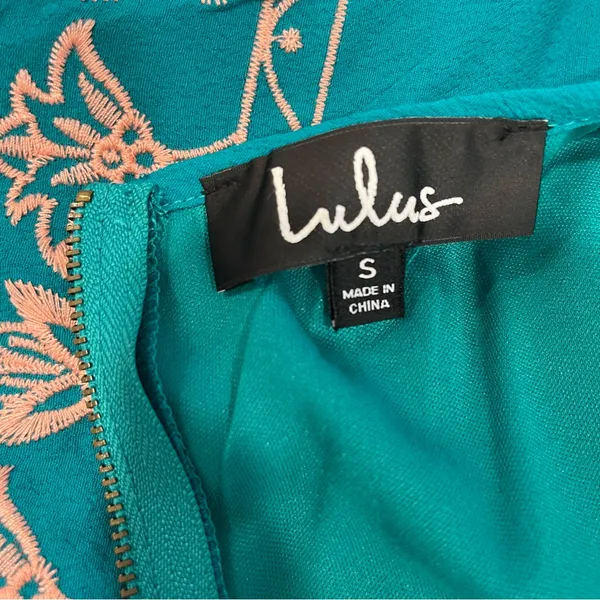 Lulus Tale to Tell Pink and Teal Green‎ Embroidered Shift Dress SMALL - Image 11