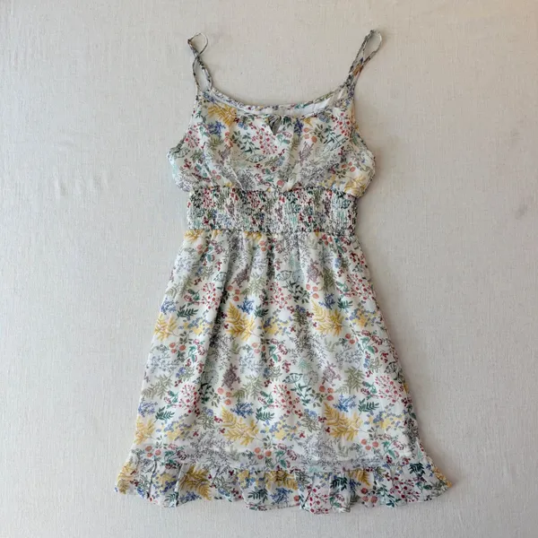 Altar'd State Floral Smocked Mini Dress S Cottagecore Botanical Ruffle - Image 3