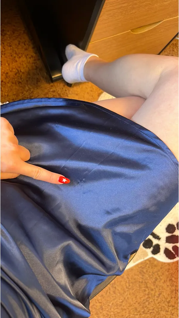 blue silk cowl neck dress - Image 4