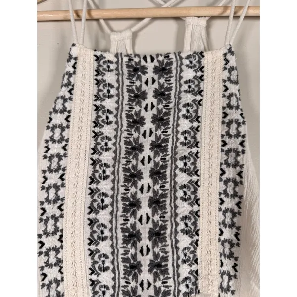 Abercrombie & Fitch Ivory Embroidered Boho Handkerchief Hem Cami‎ Top XS Mens - Image 3
