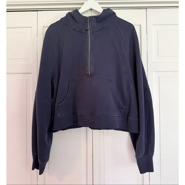 Lululemon half zip scuba hooded crop pullover night sea navy size Xl/xxl - Image 3