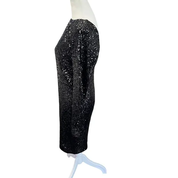 Dress the Population Kelly Black Sequin Open Back Mini Dress L - Image 7