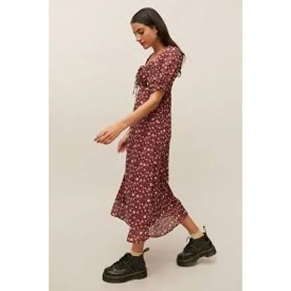 DRESS FORUM Floral Off Shoulder Midi Dress Size Small S MILKMAID DARK COTTAGE - Image 5