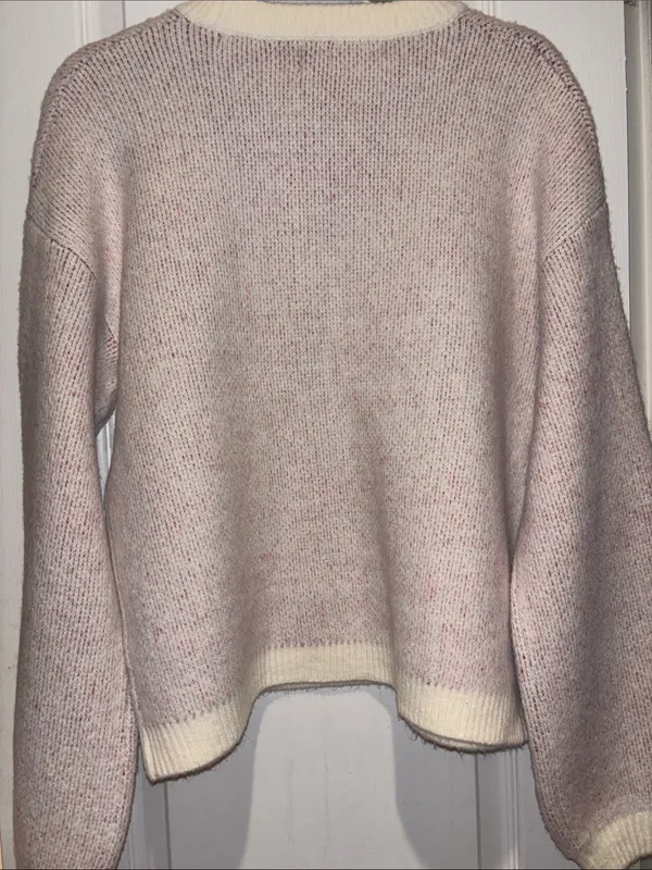 A New Day…Soft White And Pink Knit Pull Over Sweater With Red Cherry Graphic Nwt - Image 5