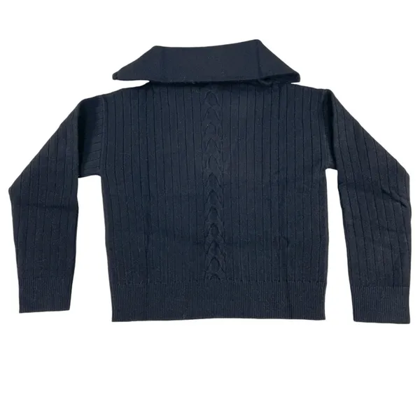 Area‎ Stars Quarter Zip Sweater Black Cable Knit Ribbed Collared Pullover S NEW - Image 4