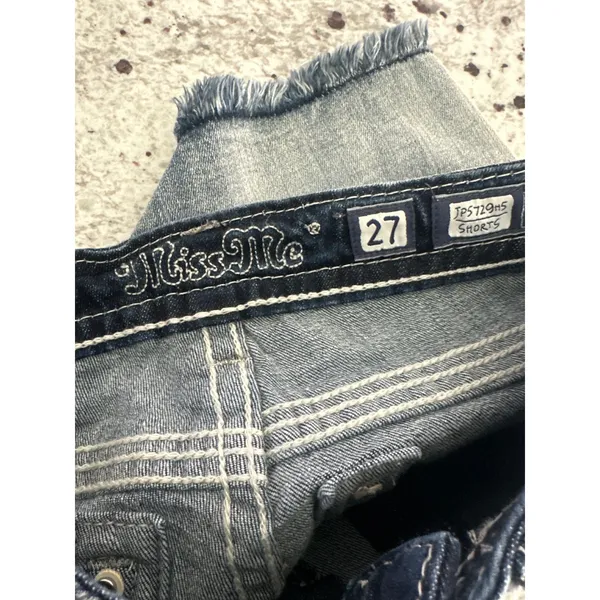 Miss Me floral embellished distressed denim cut-off shorts 27 - Image 8