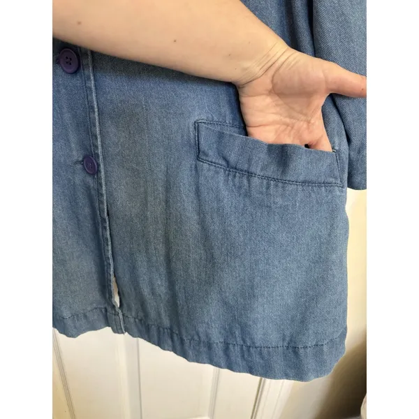 Woman Within Chambray Denim Cotton Chore Jacket Size 18/20 Pockets Barn Coat - Image 6