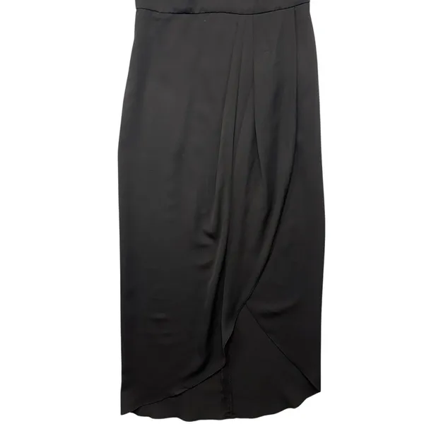 Lulus Black V Neck Spaghetti Strap Draped Midi evening Party elegant‎ Dress S - Image 5