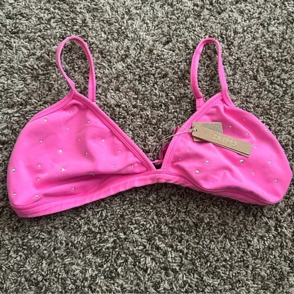 NWT (C4)?SKIMS Outdoor Rhinestones Skimpy Triangle Bralette In Taffy Pink 4x - Image 4