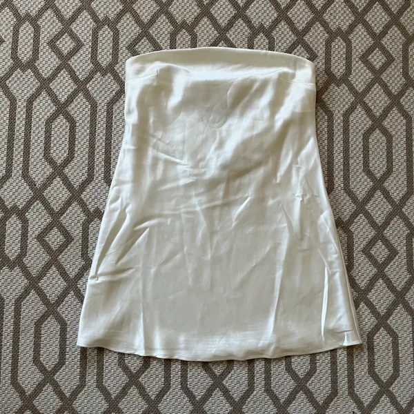 Wild Fable Ivory Satin Strapless Tube Mini Dress - Image 3