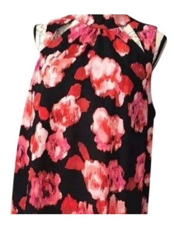 Gianni Bini Black One-Shoulder Halter Dress with Pink & Red Floral - Image 4