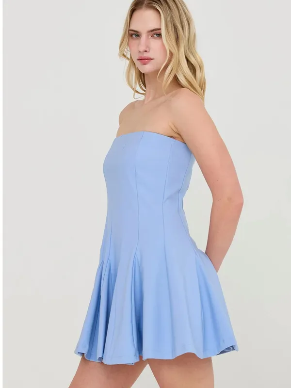 HYFVE Baby Blue Strapless Skort Dress with Built-In Shorts – Medium - Image 2