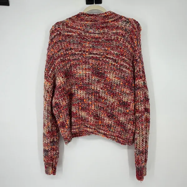 Line + Dot Chunky Knit Speckled‎ Confetti Mock Neck Sweater Small - Image 2