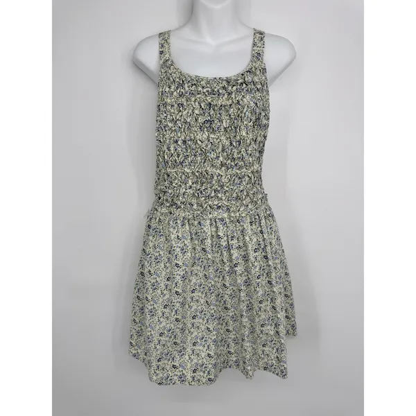 Free People Petunia Mini Dress Small Blue Floral Smocked Boho Cottagecore‎ - Image 6