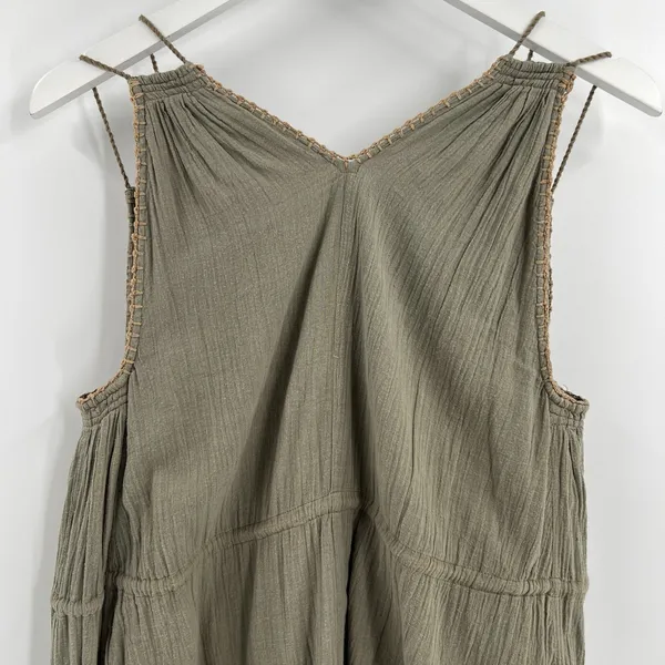 Apiece Apart Daphne Midi Dress Size 6 Embroidered Trim 100% Cotton Boho Bohemian - Image 6