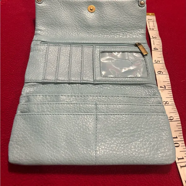 Pebbled Light Blue Leather Fold - Image 2