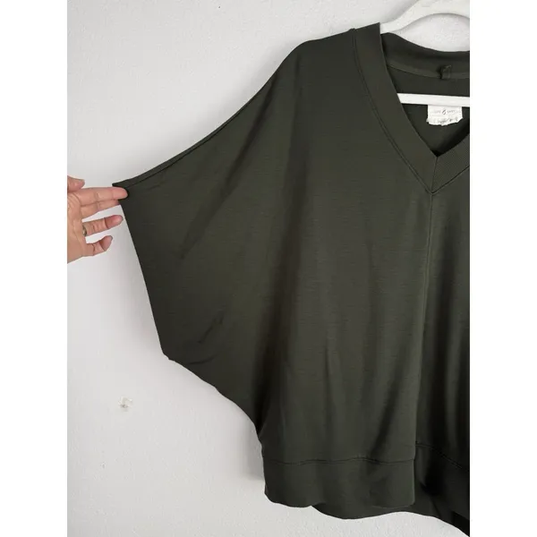 Lou & Grey Signature Soft Wetland Green V-Neck Poncho Sweater Knit Top Women's S - Image 4