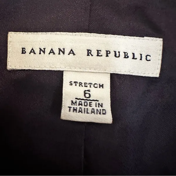 Banana Republic Stretch Career‎ Blazer Women's 6 Navy Satin Trim Holiday Lined - Image 2