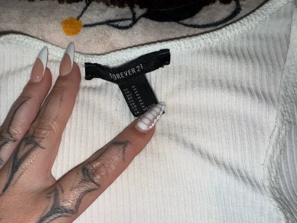 Forever 21 Bodysuit White Ribbed Long Sleeve - Image 2