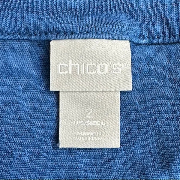 Chico’s 100% Linen Blue Stretch Henley Short Sleeves Tee, Sz Large - Image 8