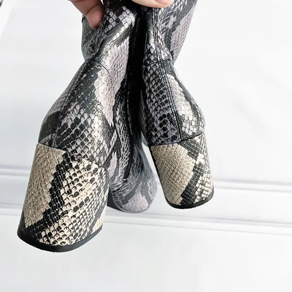 Steve Madden Edith Snake Print Ankle Booties Pointed Toe Block Heel Western Glam - Image 5