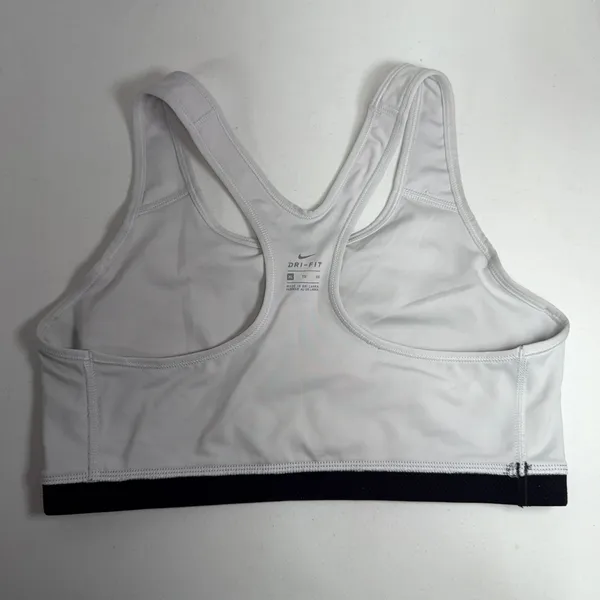 Nike XL Sports Bra Racerback Dri-FIT White Black Medium Support Activewear 2099 - Image 6